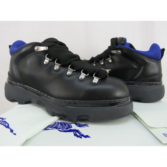 NIB BURBERRY TREK BLACK LEATHER LACE UP HIKING BOOTS US 8 41 ITALY $1190 - Picture 10 of 16